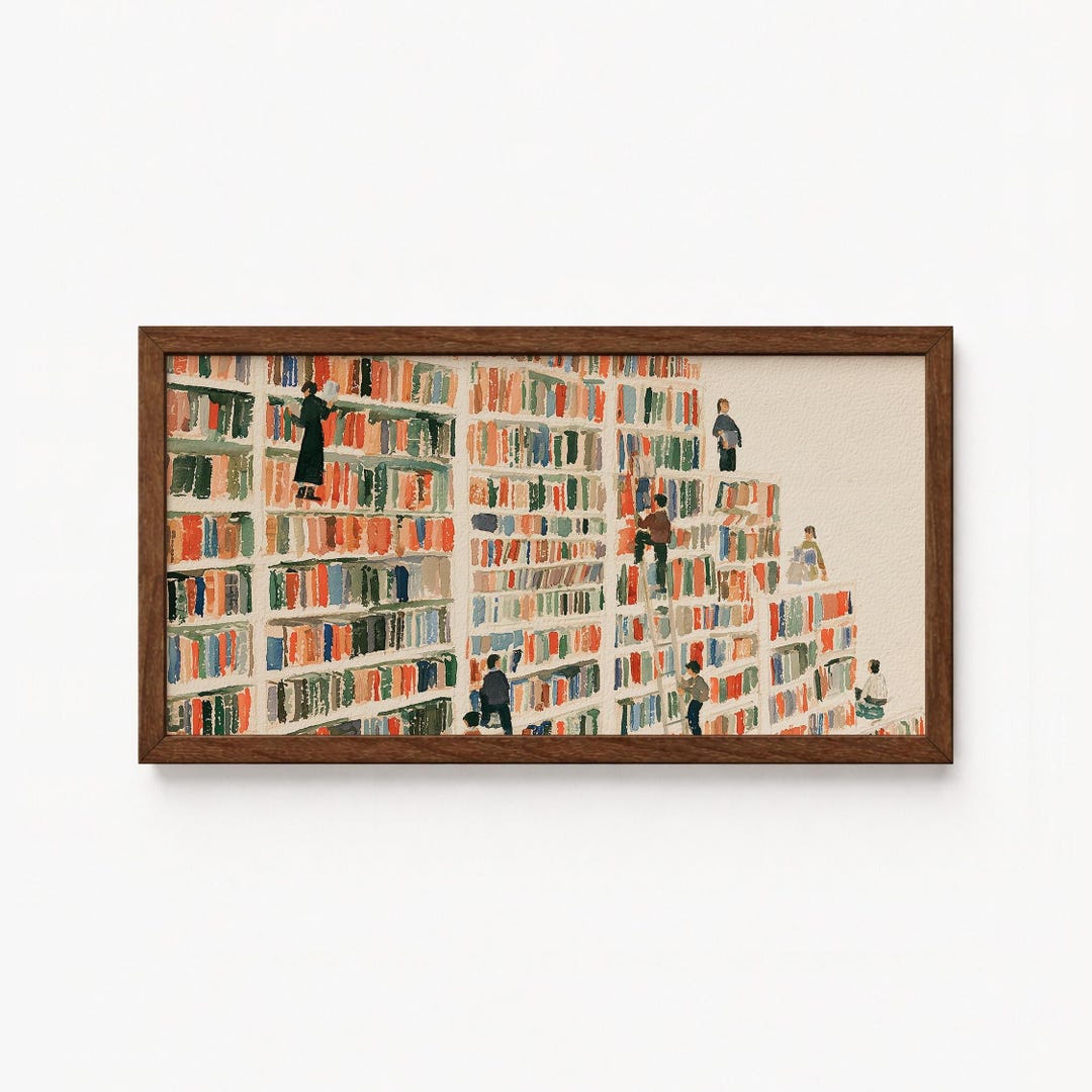 Whimsical Bookshelf Wall Art, Light Academia Print, Graduation Gift ...
