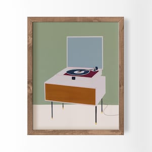 Retro Turntable Art Record Player Print Music Lover Gift