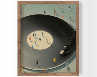 Vinyl Record Player Art Print Retro Turntable with Tiny Dancers Wall Decor (Digital Download)