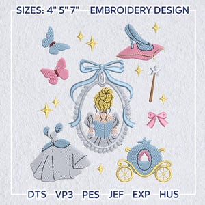 Magical Kingdom Embroidery Design, Princess Embroidery 3 Size, Princess Cartoon Embroidery Design, Girl Trip Embroidery, Instant Download