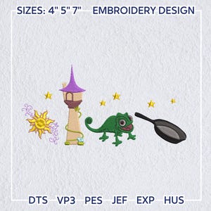 Magical Land Princess Embroidery Design, Princess Embroidery 3 Size, Princess Cartoon Embroidery Design, Instant Download