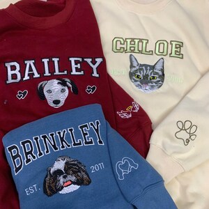 Custom Your Pet Faces With Name Vintage Embroidered Sweatshirt