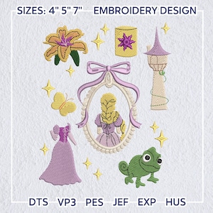 Magical Kingdom Embroidery Design, Princess Embroidery Design, Princess Cartoon Embroidery Design, Princess Family Embroidery