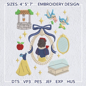 Girl Trip Embroidery Design, Magic Kingdom Embroidery Design, Princess Family Embroidery Pattern, Princess Cartoon Embroidery Design