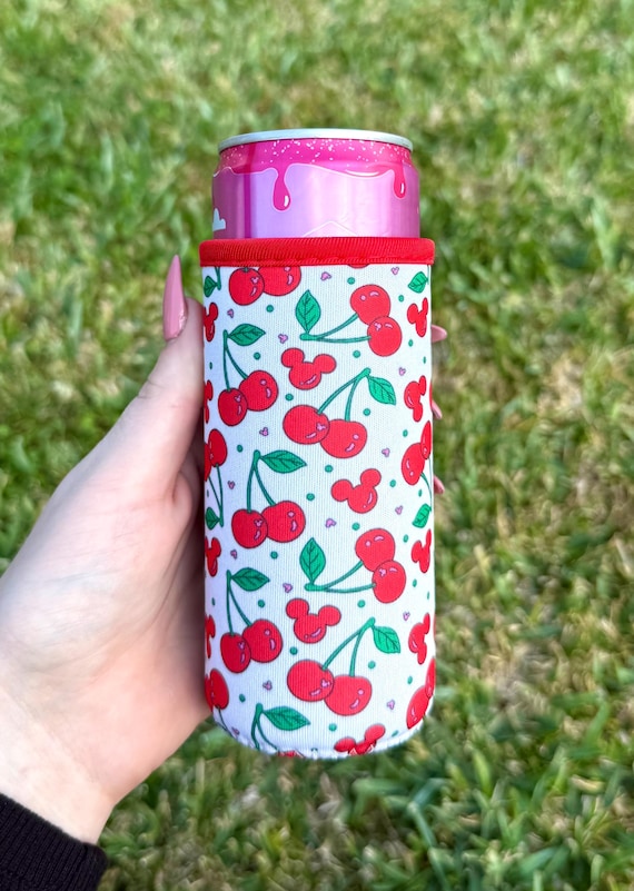 Disney Mickey Cherry Inspired Energy Drink/Beer Can Cup Sleeve | Koozie | Energy Drink | Hand-Designed Koozies |Custom Cup Sleeve |Slim Can