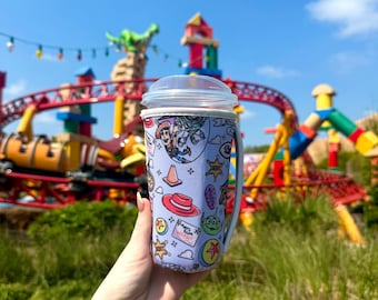 Disney Inspired Toy Story Large Cup Sleeve W Handle | Large Cup Sleeve | Disney Drink Holder | Large W Handle | Coffee Holder | Disney Drink