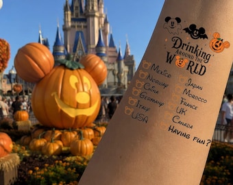 Drinking Around the World Halloween Tattoo | Epcot World Showcase Halloween | Drinking Around the World Passport | Disney Temporary Tattoo
