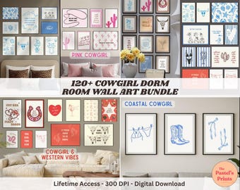 120+ Cowgirl Dorm Room Wall Art | Western, Coastal, Preppy | Digital Download | Mega Bundle