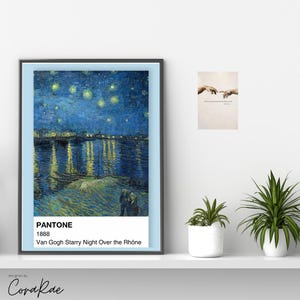 Van Gogh Sternennacht über der Rhône Poster | Pantone Aesthetic Wall Art | Impressionistisches Nachthimmel Poster | A4 & A3 Kunstdruck |