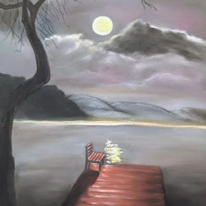 Moonlit Solitude, Original Art, Home Wall Decor, One of a kind artwork,Unique