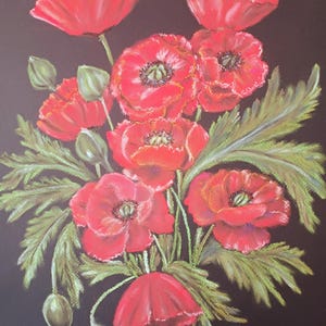 Poppy, Original Art, Home Wall Decor, One of a kind artwork,Unique
