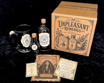 Unpleasant Remedies Witchy Pottery Set | Handmade Halloween Decor (Collector's Edition)
