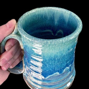 Blue Glaze Mug, Stoneware Coffee Cup with Vibrant Colors
