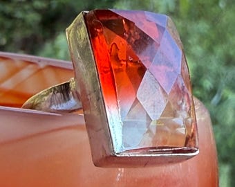 Ametrin-Edelsteinring: Bi-Color-Sterlingsilber-Statement-Ring, Größe 56