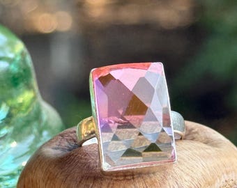 Ametrin-Edelsteinring: Bi-Color-Sterlingsilber-Statement-Ring, Größe 7