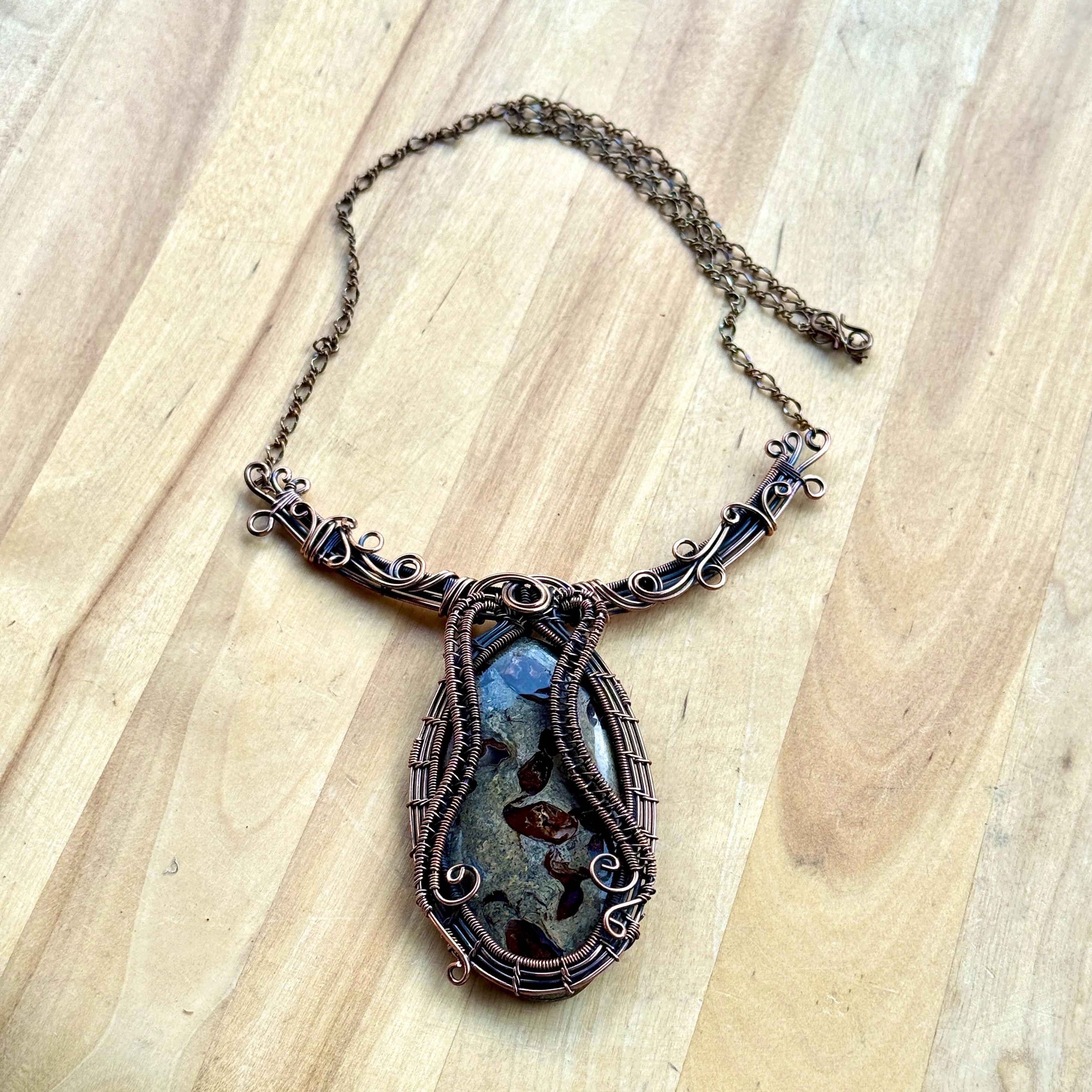 Coffee Bean Jasper Statement Necklace: Copper, Crystal Gemstone - Etsy
