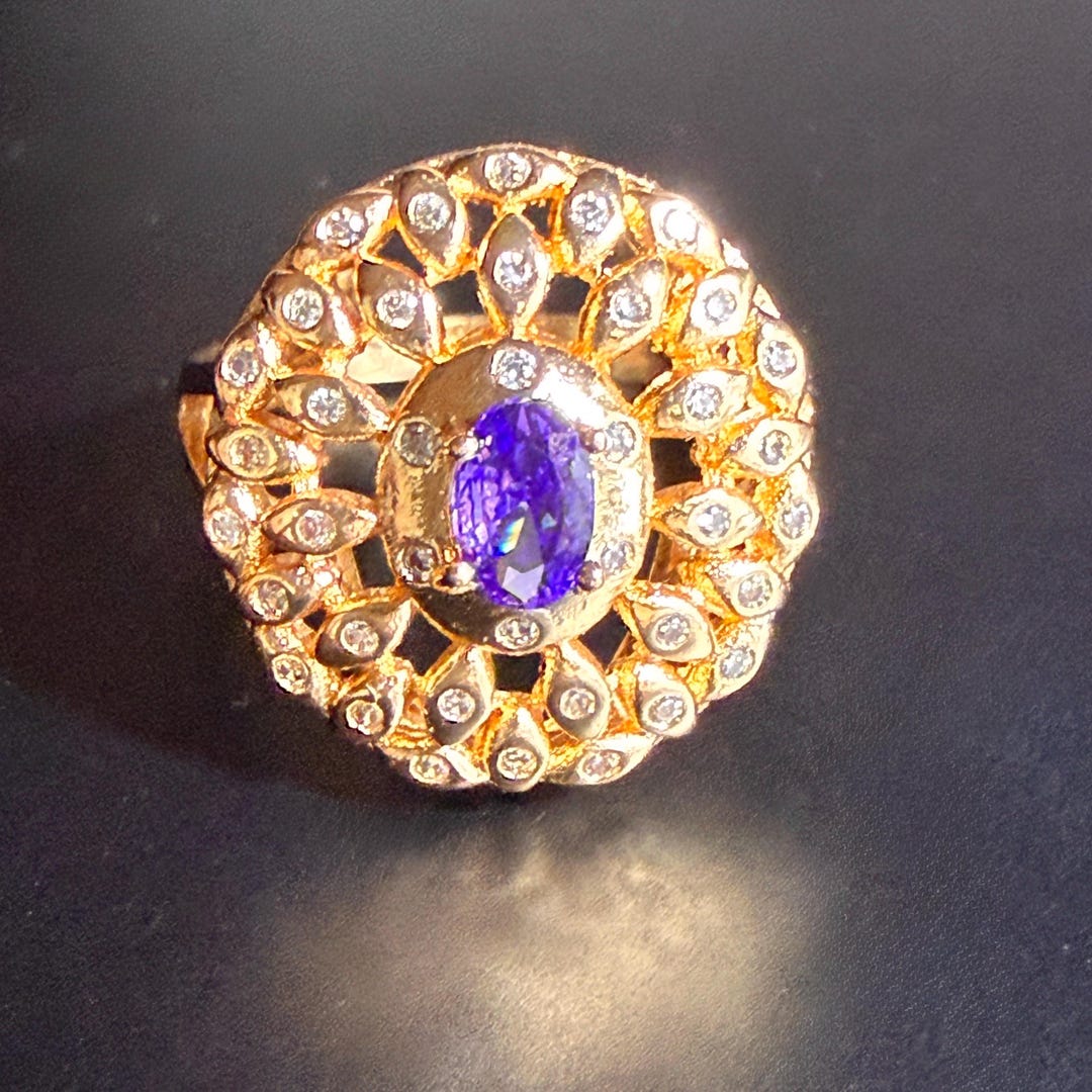 Biblically Accurate Angel Amethyst Ring, Size 8, 18K Gold-plated - Etsy