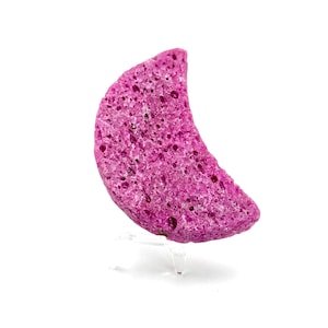 Red Corundum Ruby Crystal Crescent Moon, UV Light Reactive, Celestial