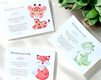 Carte Félicitations Naissance Personnalisée | Bienvenue Bébé Garçon ou Fille | Carte Animaux Mignons, Cœur, Arc-en-ciel | Idée Cadeaux