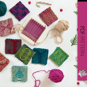 Christmas JOY 4x4 "9 Pin Loom Muster-Set | Zoom Loom | Weave it | Pin Loom Weben | Peg Loom | Square Loom | Weave Loom | Webmuster