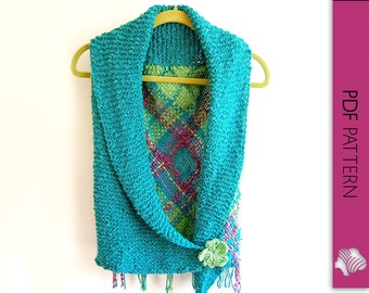 Turquoise Cotton Bolero Pattern | PDF Pattern | Bias Weaving Pattern | Weaving Loom Pattern | Peg loom | Wrap | Weave Loom | Ullvuna