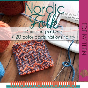 Nordic Folk 4x4" Pin Loom | Zoom Loom | 10 Pattern Set | | Weave it | Weaving Loom Pattern | Peg loom | Square Loom | Weave Loom | Tapestry