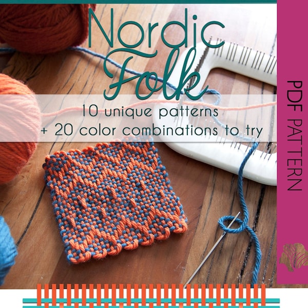 Nordic Folk 4x4" Pin Loom | Zoom Loom | 10 Pattern Set | | Weave it | Weaving Loom Pattern | Peg loom | Square Loom | Weave Loom | Tapestry