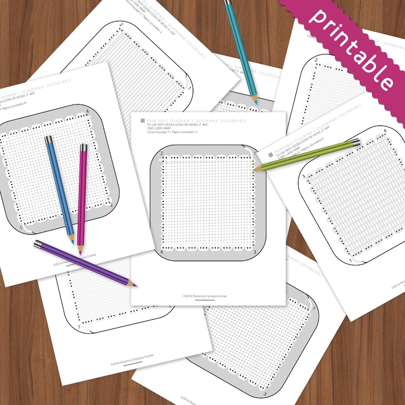 Zoom Loom Coloring Pages Coloring Chart Pin Loom Weaving - Etsy
