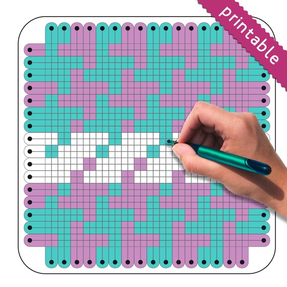 Potholder Loom Coloring pages in 4 sizes | Coloring chart | Pin Loom Weaving | Adults coloring books | Pin Loom  | Coloring graph | Ullvuna