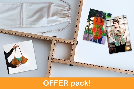 Grand Adjustable Pin Loom 24" Offer Pack SAVE USD 16 | Square & Rectangle Loom | Pin Loom Weaving | Weaving Kit | Wooden | Free Shipping US