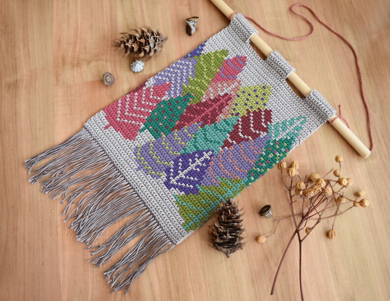 It is snowing wall hanging tapestry crochet pattern mosaic Etsy