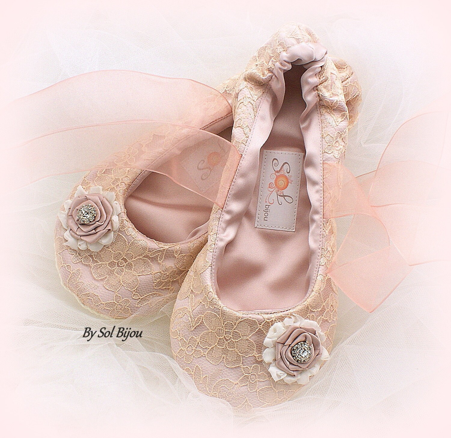 Wedding Ballet Flats Shoes Rose Gold Pink Bridal Flats Lace Etsy