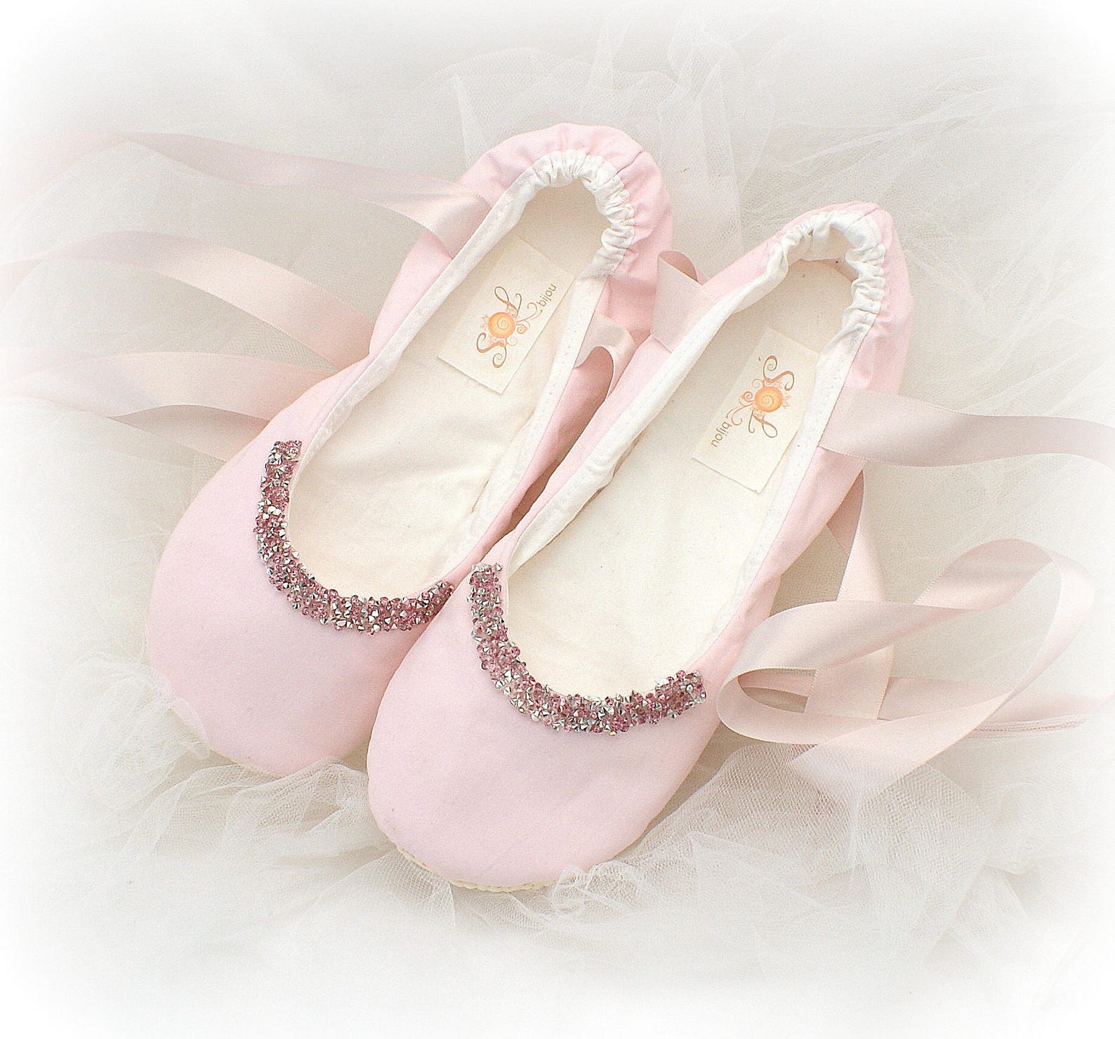 pink wedding flats shoes with ribbon for women custom cotton ballet slippers