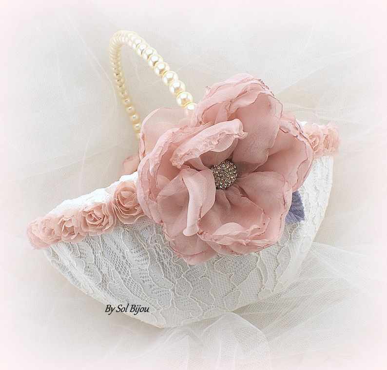 Flower Girl Basket Vintage Wedding Ivory Blush Gold Etsy