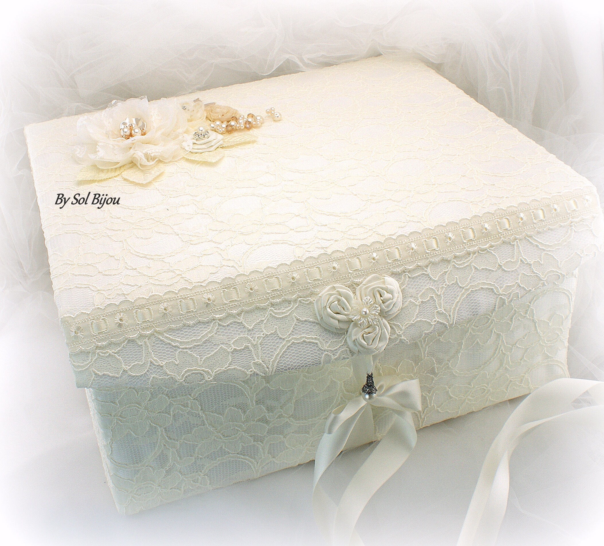 Keepsake Box Ivory Cream Gold Lace Box Wedding Box Girl Etsy