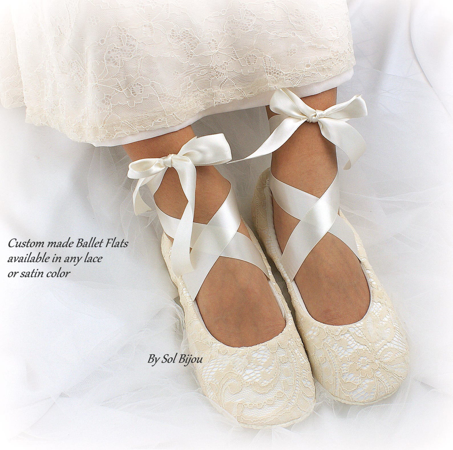 ivory and royal blue bridal satin flats, ballet flats with ties, custom wedding flats