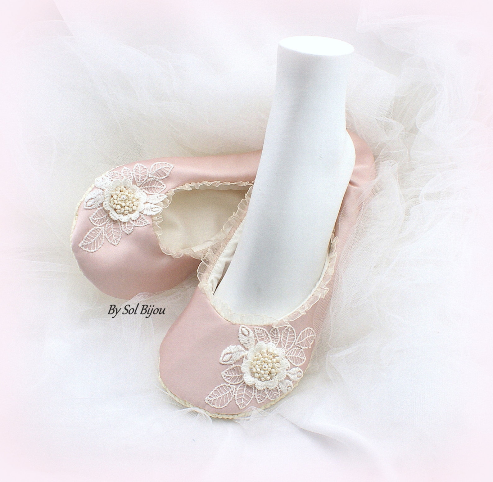 rose satin wedding shoes, vintage style rose ballet flats, pink satin ballet shoes, rose ballet slippers, rose bridal shoes