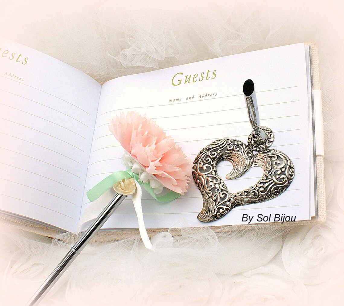 Guest Book Wedding Signature Book Signing Pen Ivory Etsy