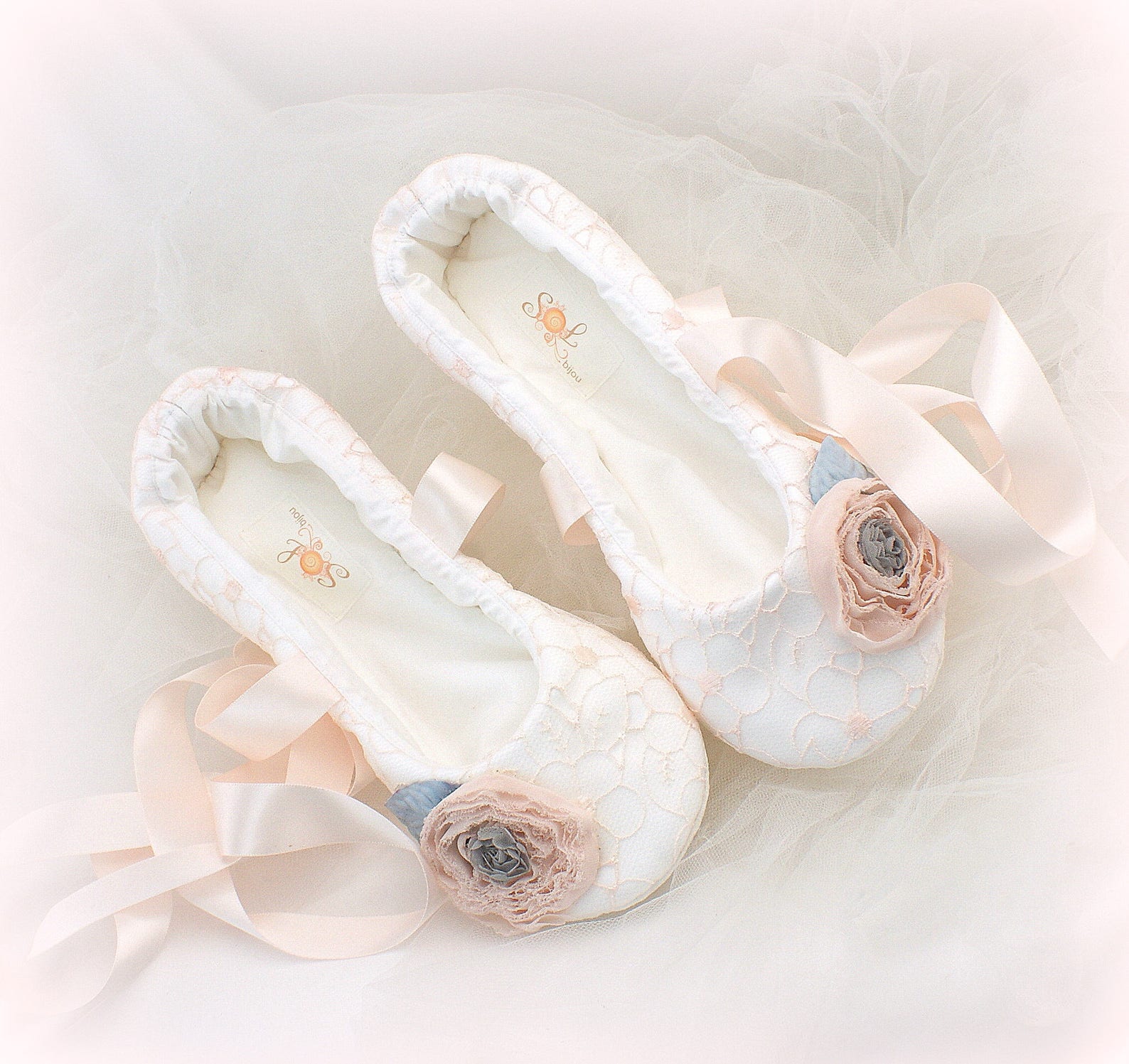 wedding ballet shoes blush ivory and blue wedding slippers with flowers custom ballet shoes ivory wedding flats shoes