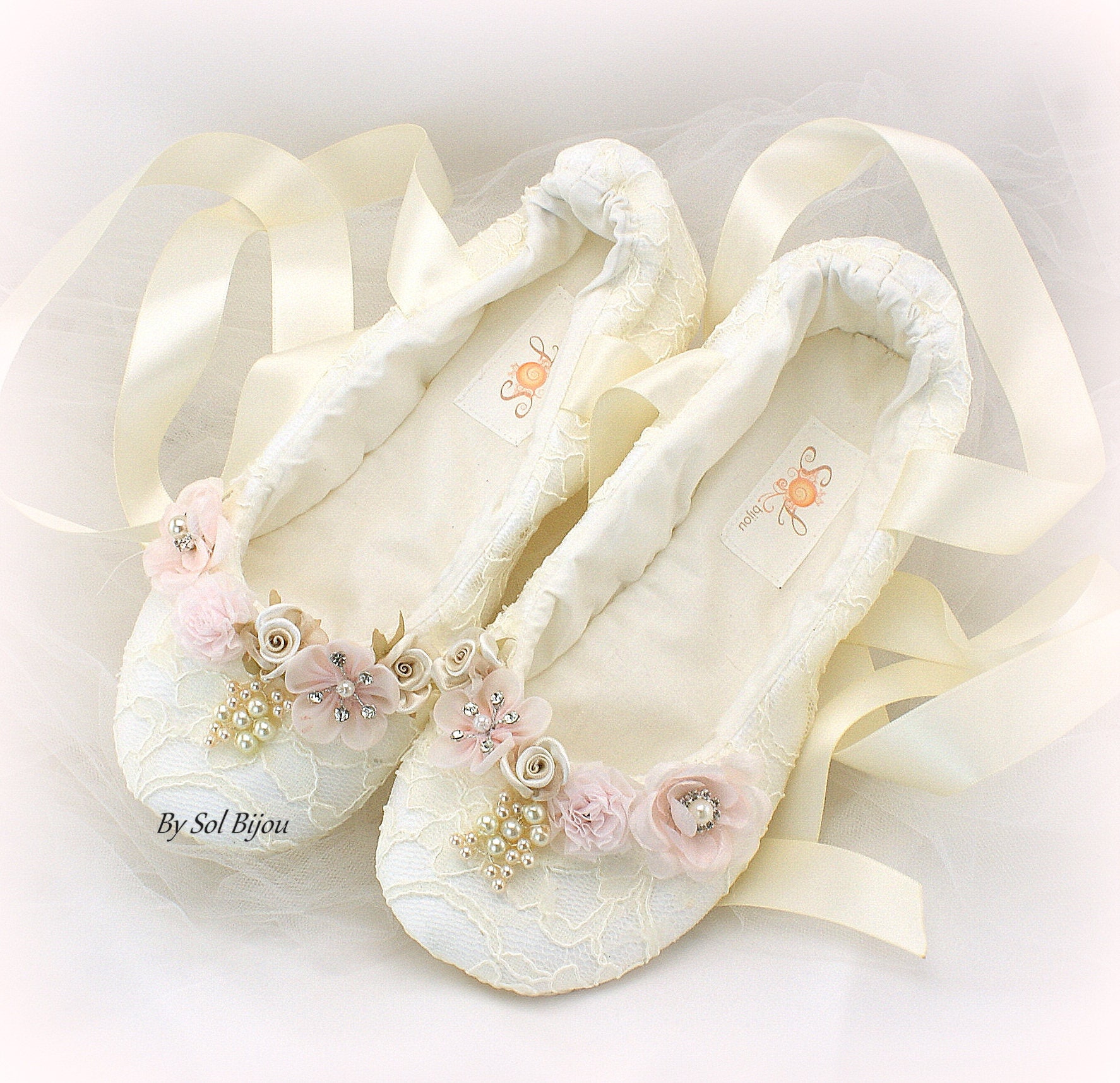 Ivory Lace Wedding Ballet Shoes Slippers Lace Up Bridal Ballet | Etsy