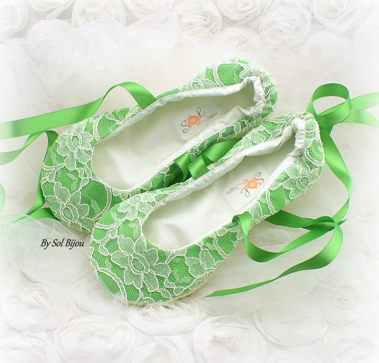 green ballet shoes flats, moss green, green ballet slippers, green wedding flats, irish green flats, lace ballet shoes, custom w