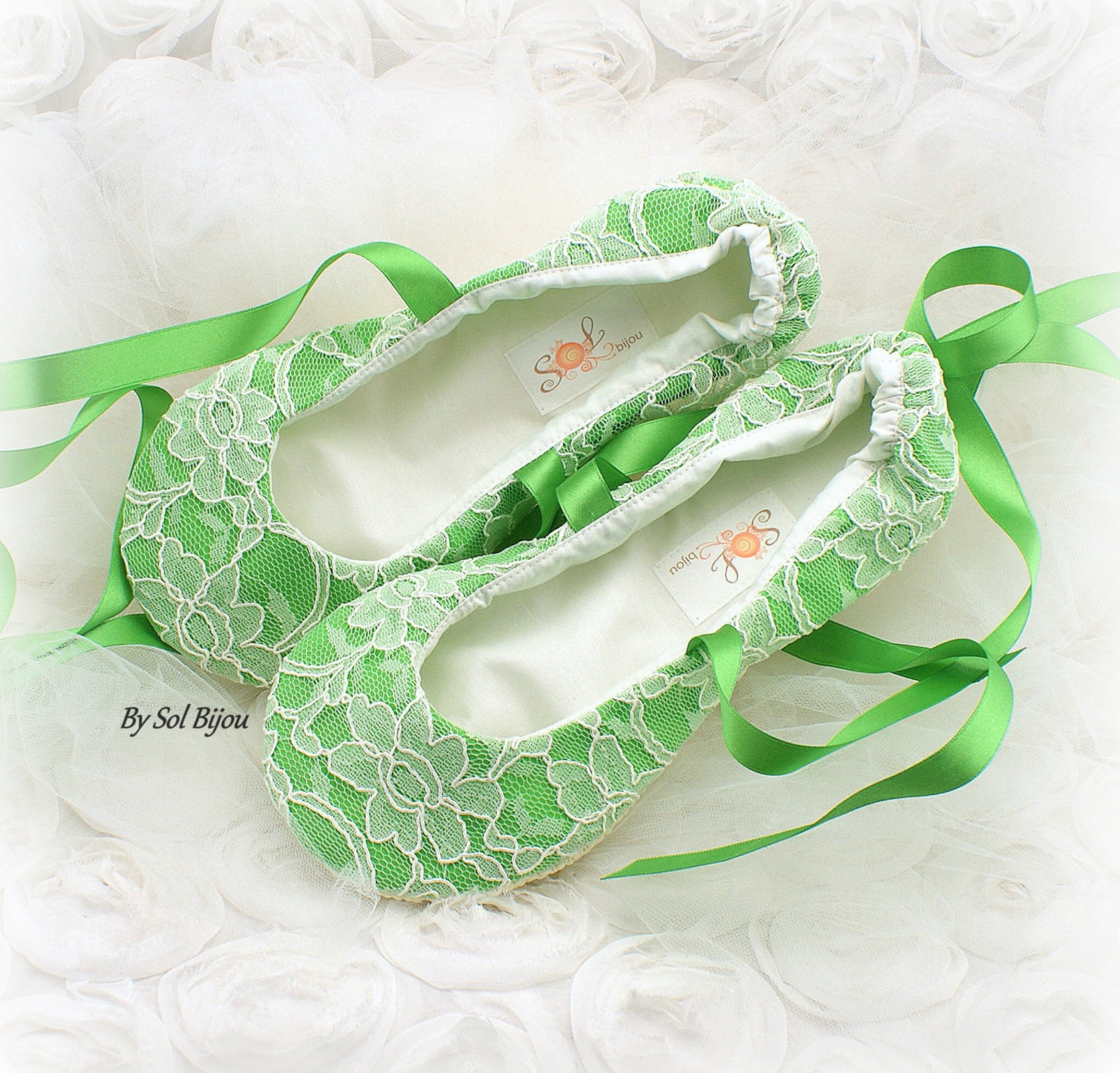 green ballet shoes flats, moss green, green ballet slippers, green wedding flats, irish green flats, lace ballet shoes, custom w