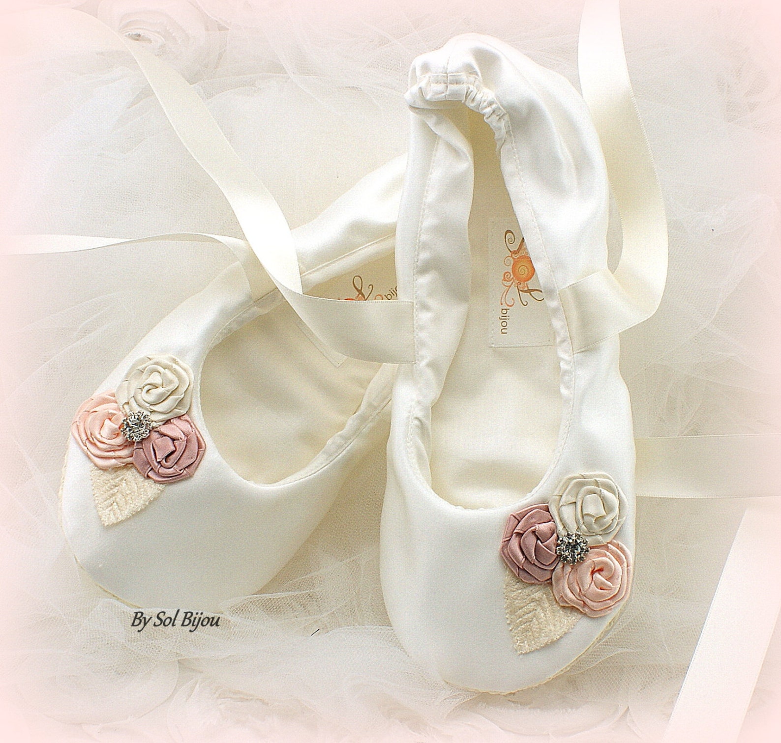 ivory ballet shoes, blush, cream, pink, wedding shoes, bridal ballet slippers shoes, satin bridal flats, flats with flowers