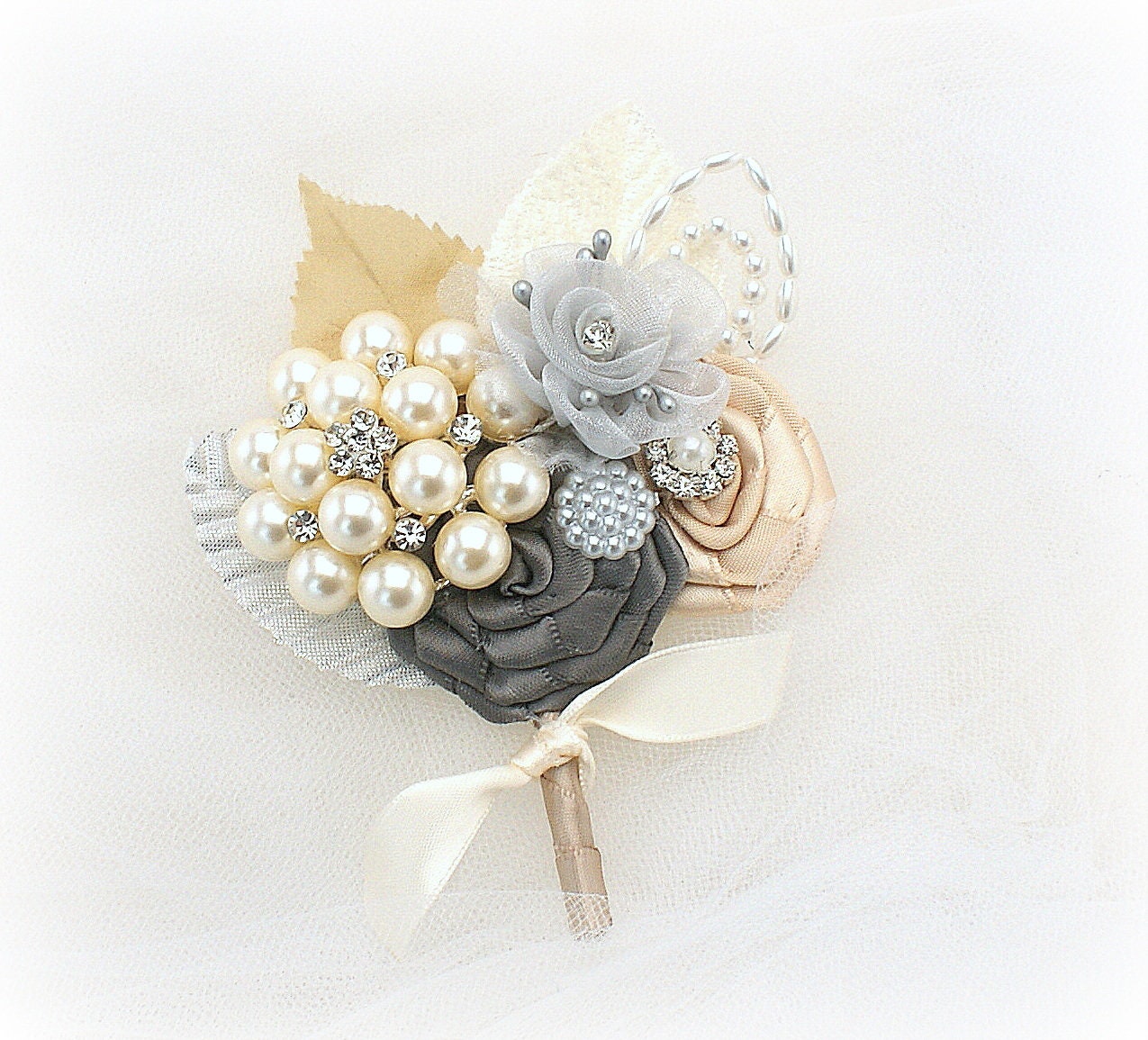 Pink Groomsmen Blush Brooch White Bout Elegant Feathers Corsage Groom Boutonniere Button Hole Brooch Boutonniere Pearls