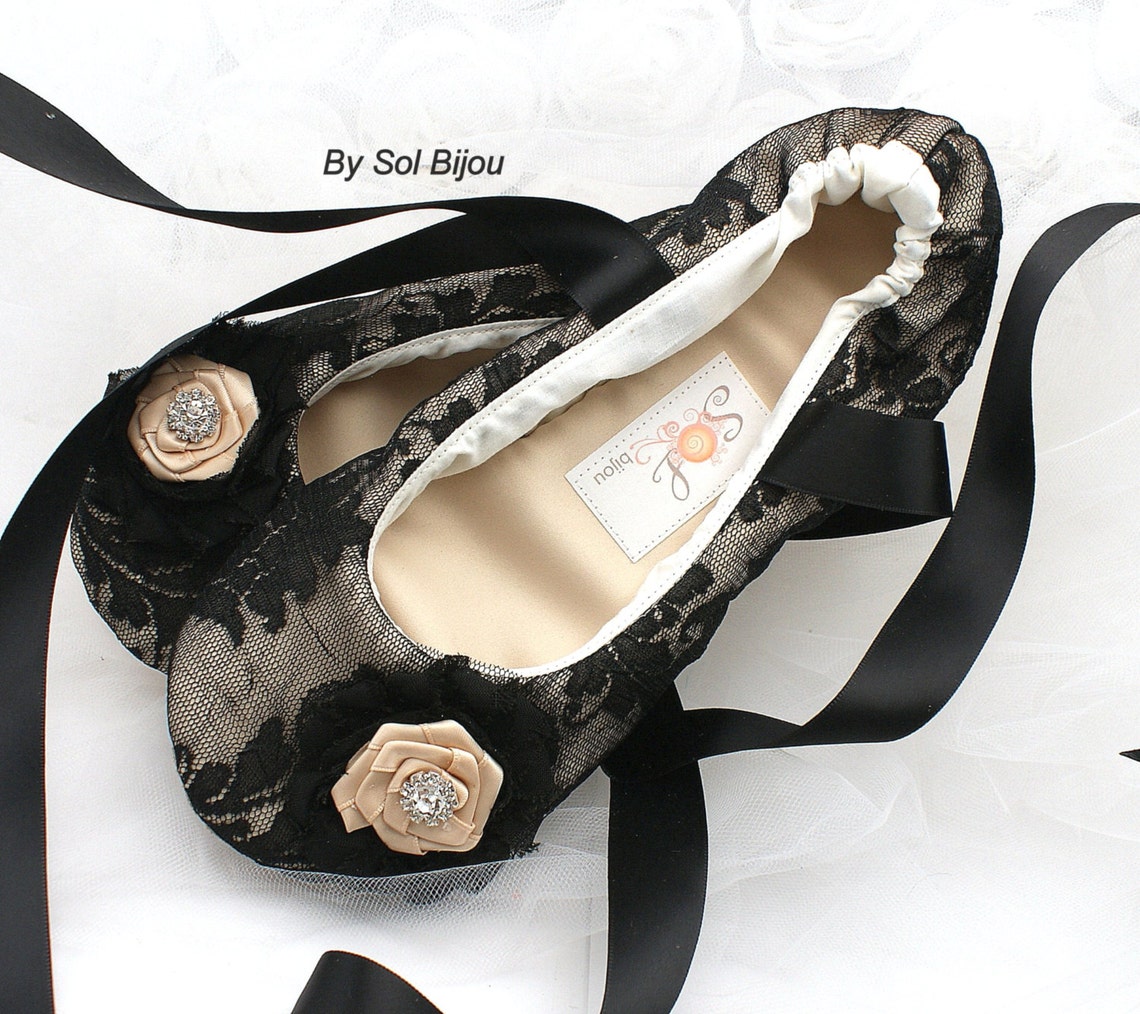 black ballet lace slip trainers