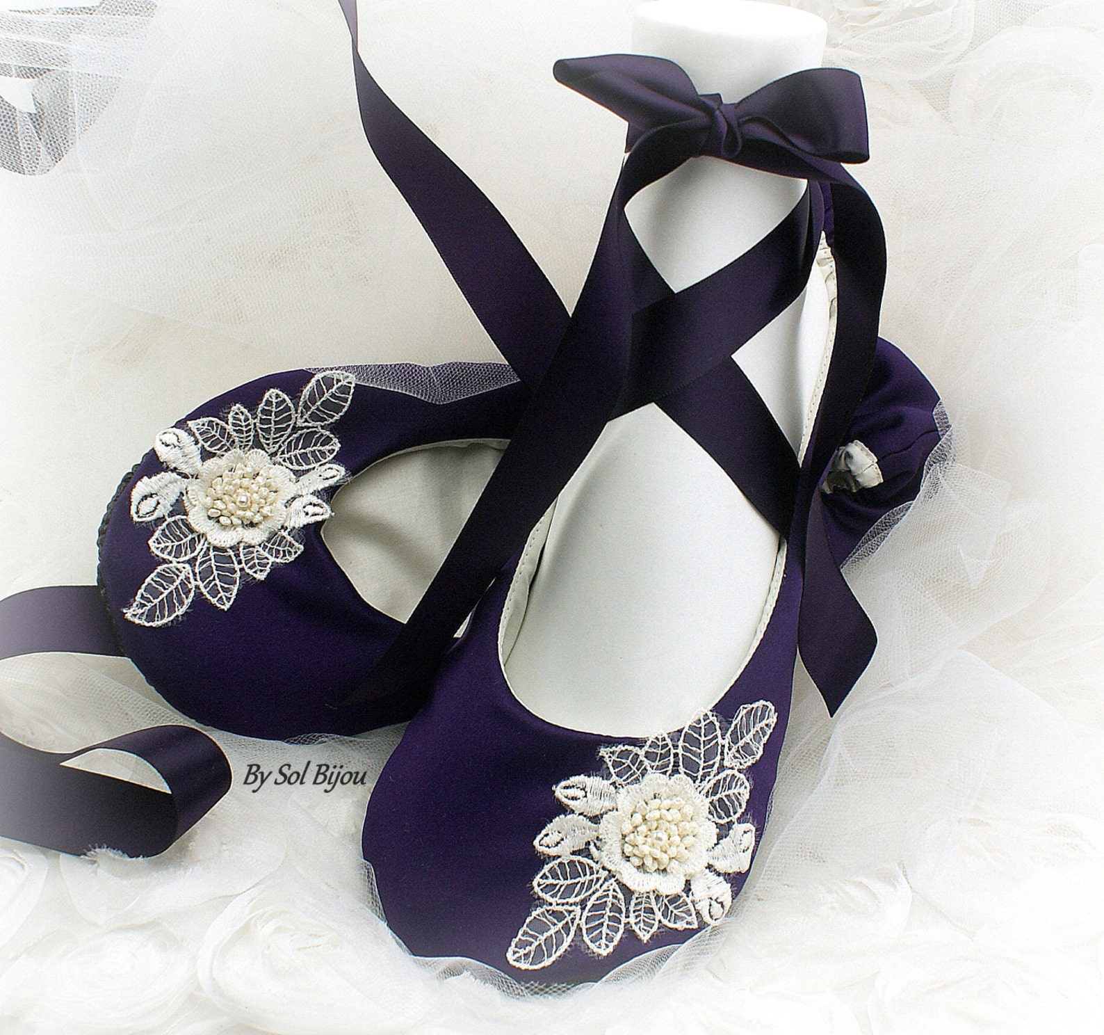 purple wedding ballet slippers plum ballet shoes with ties wide fit bridal shoes