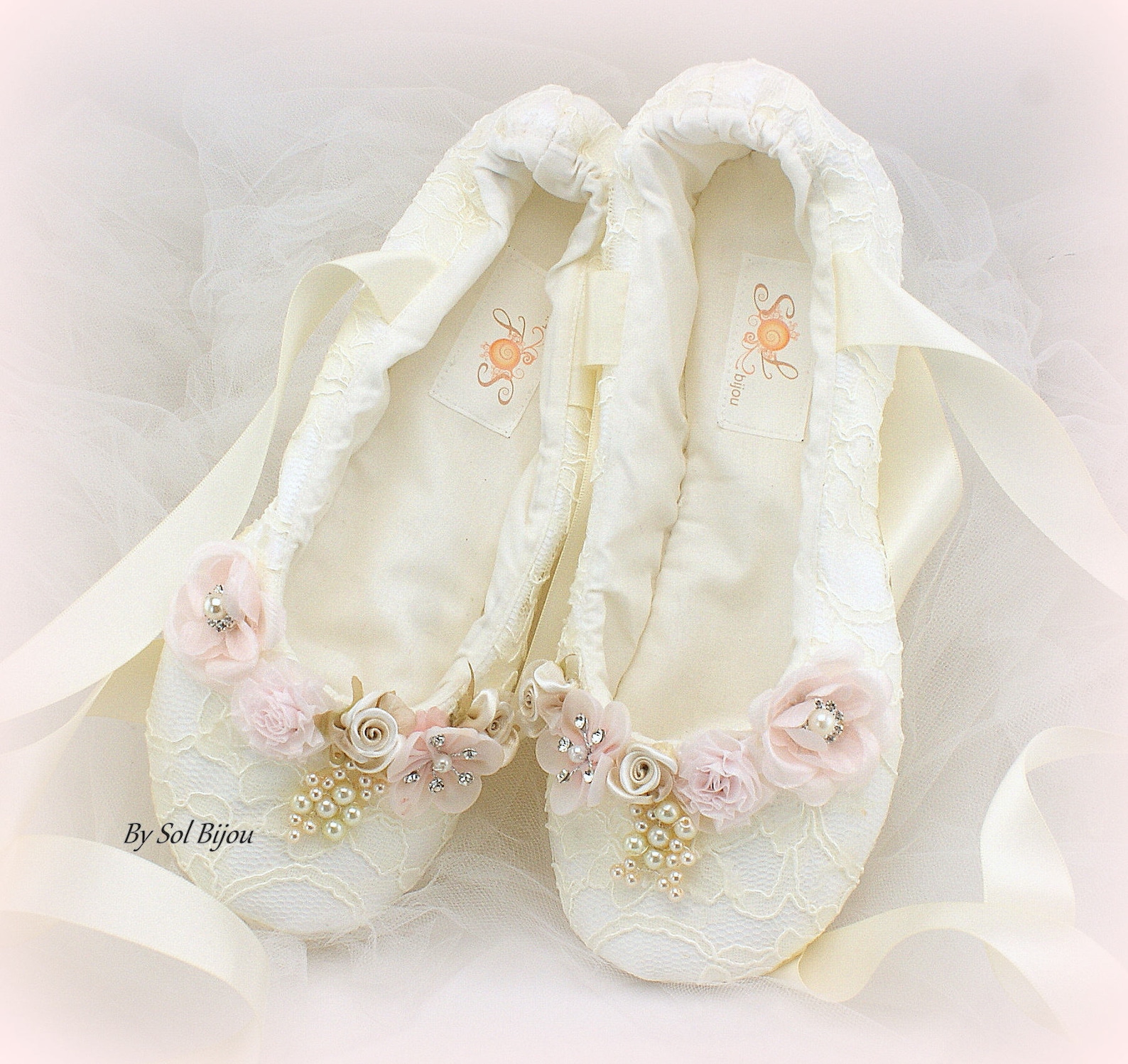 ivory lace wedding ballet shoes slippers lace up bridal ballet flats with flowers and pearls comfortable custom wedding flat sho