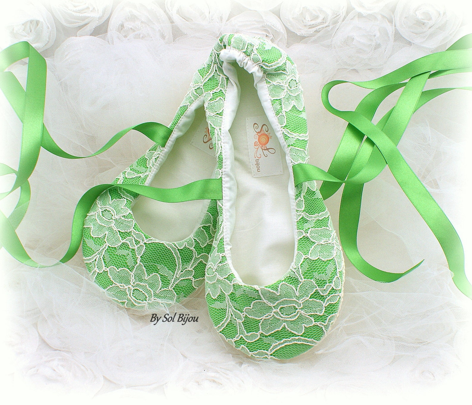 green ballet shoes flats, moss green, green ballet slippers, green wedding flats, irish green flats, lace ballet shoes, custom w