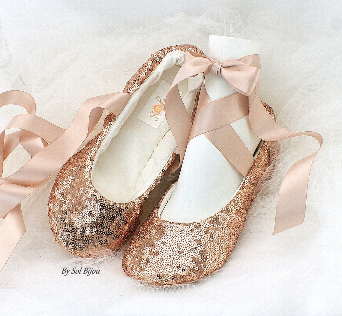 rose gold sequin flats