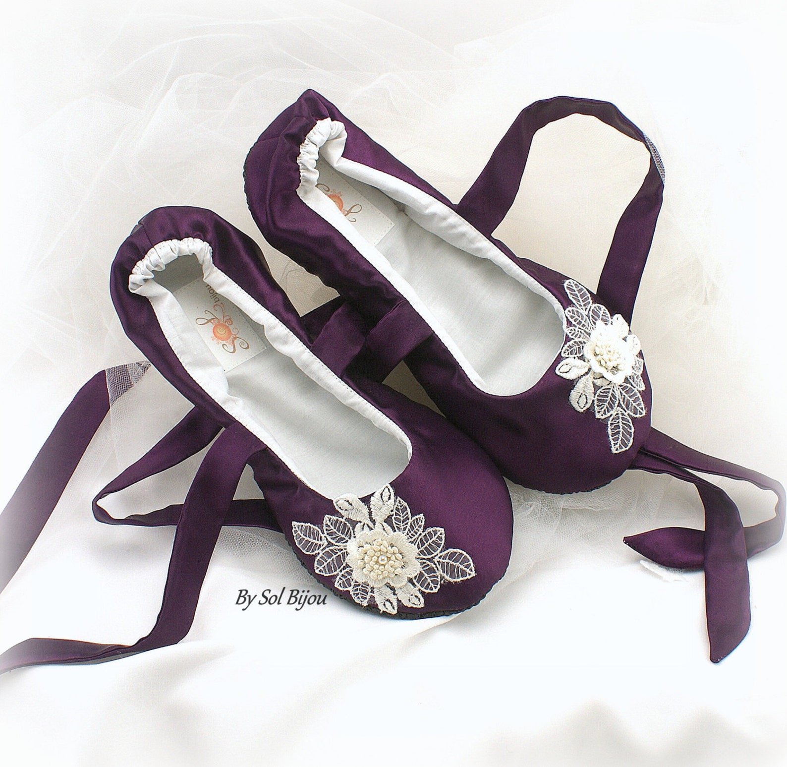 purple wedding ballet slippers plum ballet shoes with ties wide fit bridal shoes